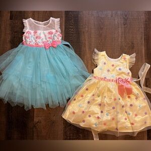Two Jona Michelle Toddler Easter Dresses- 2T Blue, Yellow, Pink, Purple Fancy